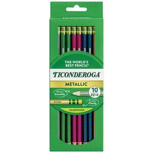 Dixon Ticonderoga #2 Soft Pencil 10/Pk Assorted Metallic Barrels Student School